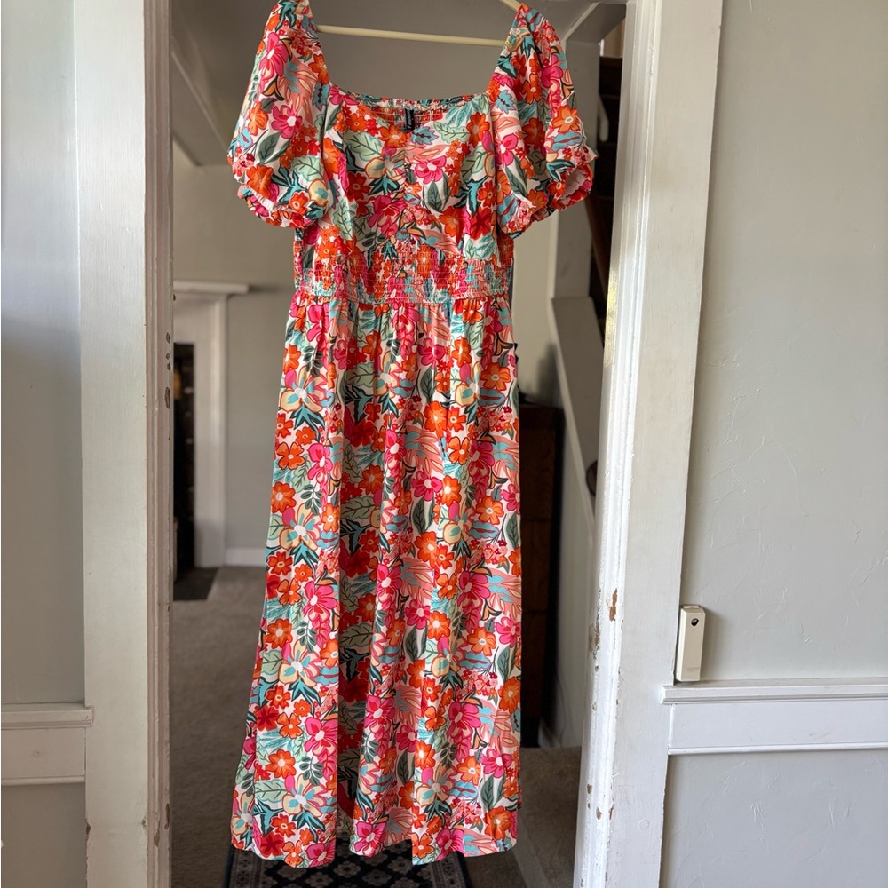 Floral Puff Sleeve Maxi Dress